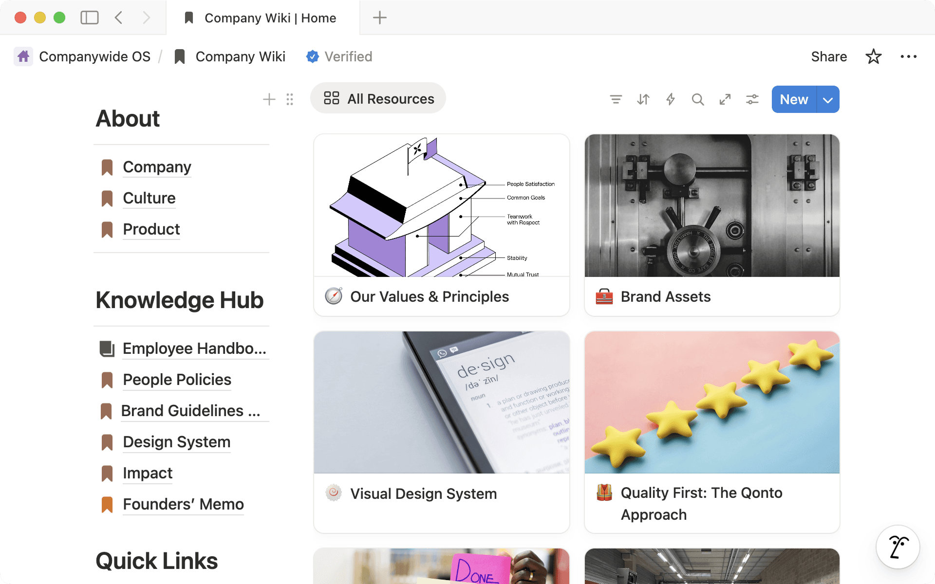 Qonto maintains a comprehensive company wiki like this one as its source of truth, housing essential documentation in an organized, central database.