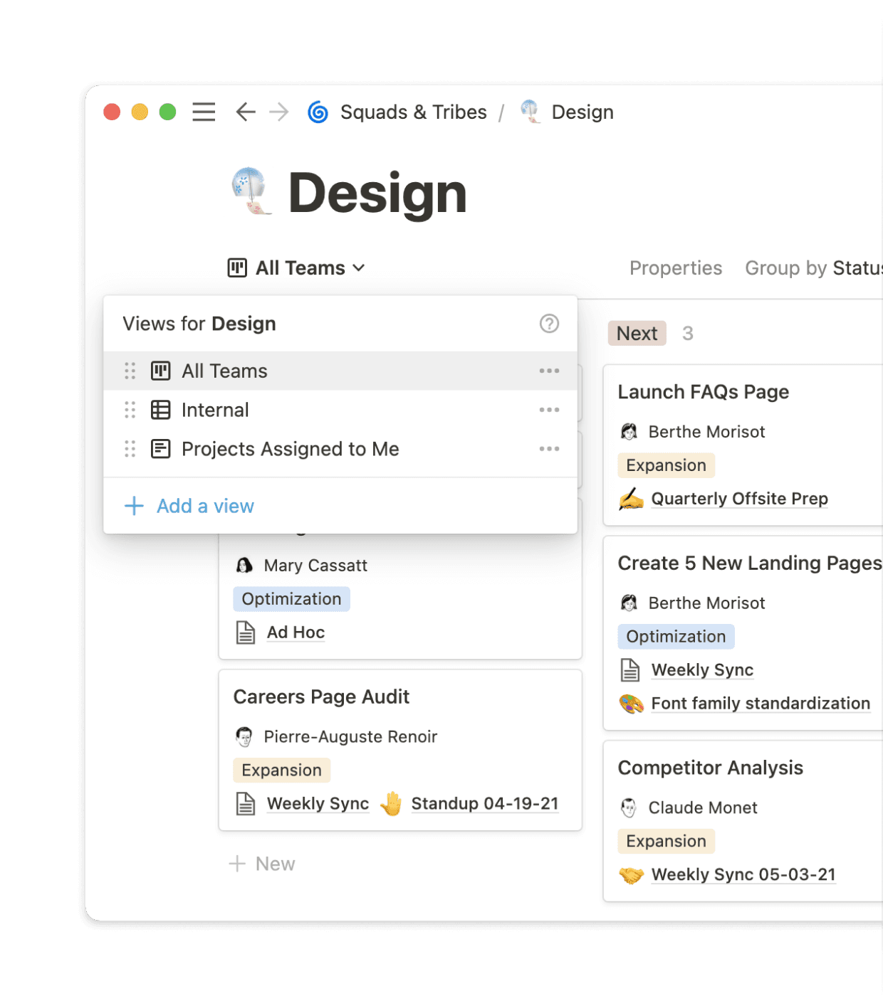 You can customize views to filter any aspect of your data, like the team, status, or priority.