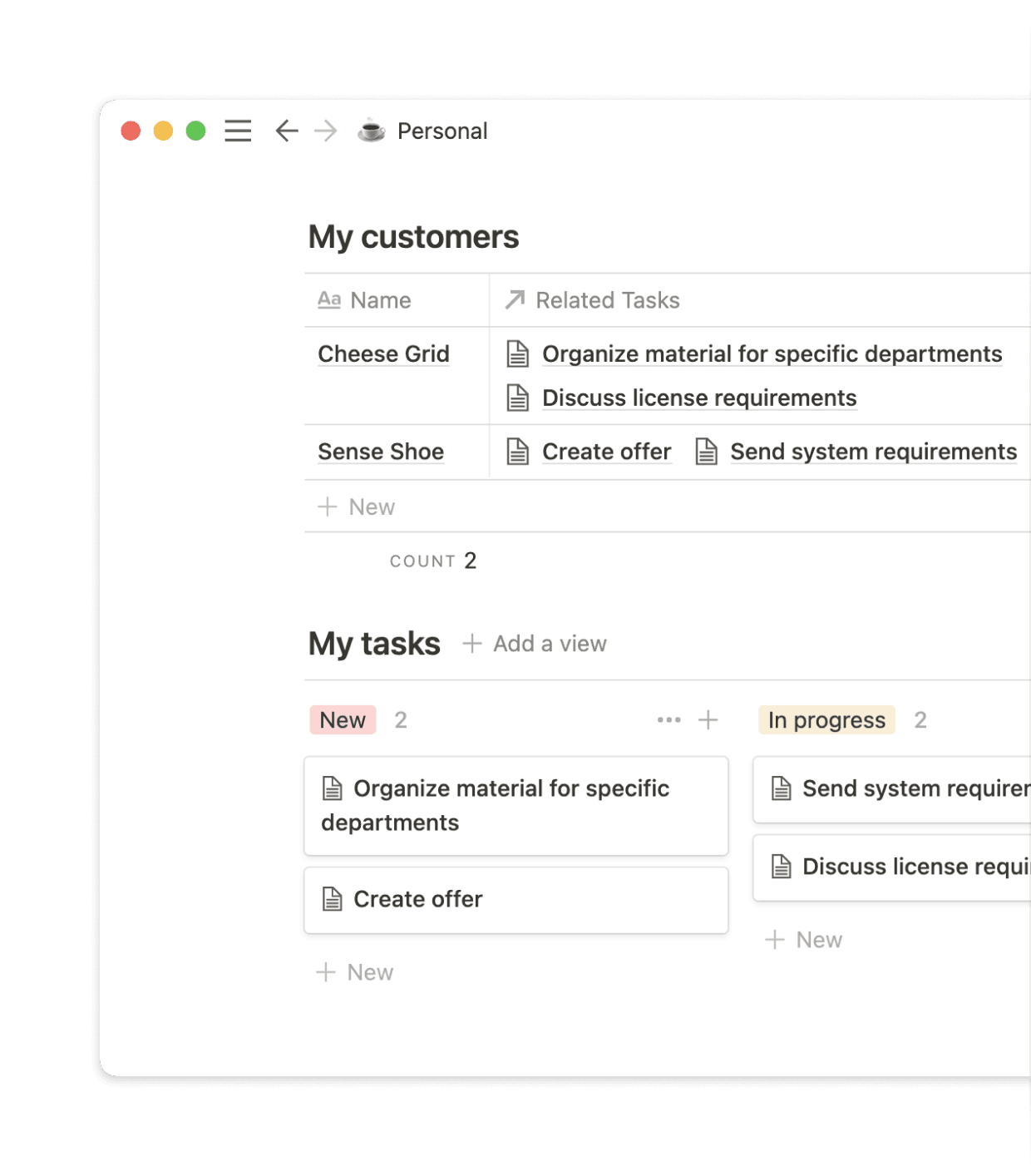 Dank ausführlichen Filteroptionen zeigt Notion nur die relevanten Projekte und Aufgaben an.