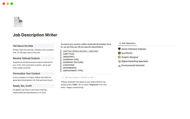 Job Description Writer